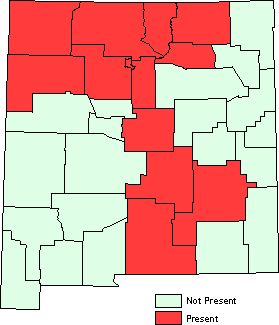 Map showing the spread of this weed across New Mexico counties